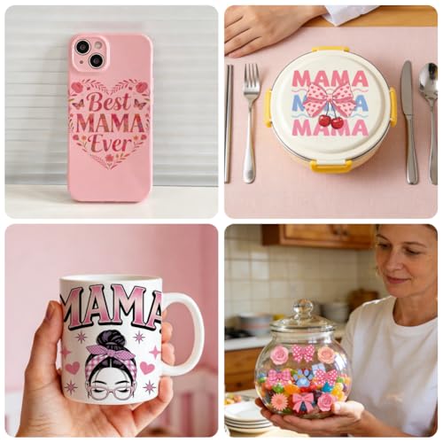 Peacoblue 18 Sheets Rub on Transfers for Crafts, Mother's Day Text 3.6"x3.9" UV DTF Cup Wraps Waterproof Cold Transfers Stickers for Wood Glass Metal Cup Tumblers Mirrors Mugs Home Decor - style: Mother's Day Text