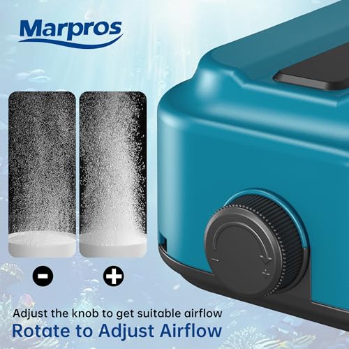 Aquarium Air Pump with Adjustable Double Outlet air Stone Bubbler for Fish Tank, Silent Fish Tank Aerator with Accessories, 2.5W/5W/8W/12W for Up to 300 Gallon Tank - style: 5W(Up to 60-100 gallon tank)