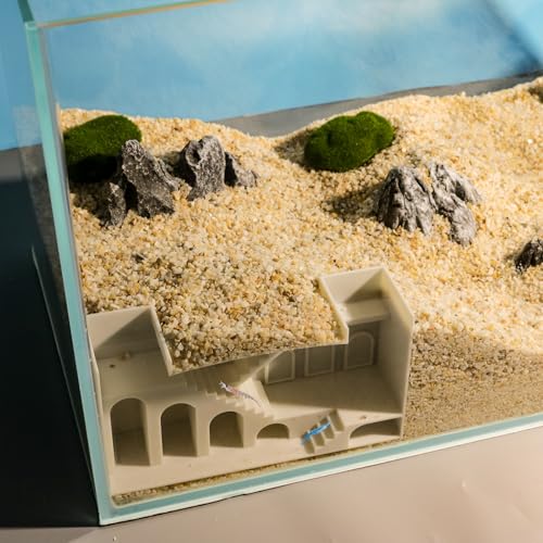 Aquarium Undergravel Fish Tunnel Hide Cave Corner Castle Tank Decorations Under Gravel Viewing Tunnel Fish & Shrimp Cave for Aquarium Hideout(White,Style A) - color: White, style: Style A