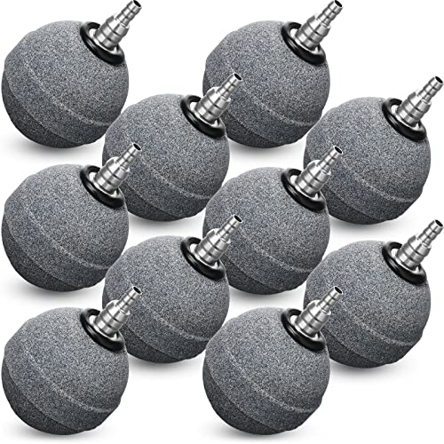 Reginary 10 Pcs Air Stones 2 Inch for Aquariums, Ponds, Hydroponics, Ball Oxygen Bubbler Diffuser Stone Bubble Aerator for Air Pump, Fish Tank, Bucket, and DWC Reservoirs (Grey) - color: Grey