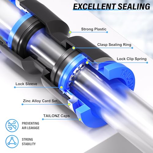 TAILONZ PNEUMATIC 1/4 Inch od Push to Connect Fittings Pneumatic Fittings Kit 10 Spliters+10 Elbows+10 tee+10 Straight+10 PPF+10 PP (60 pcs)