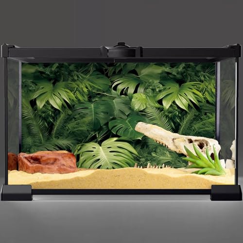 AWERT 48x18 inches Tropical Leaves Terrarium Background Polyester Reptile Habitat Background Rainforest Aquarium Background - size: 48x18in/120x45cm