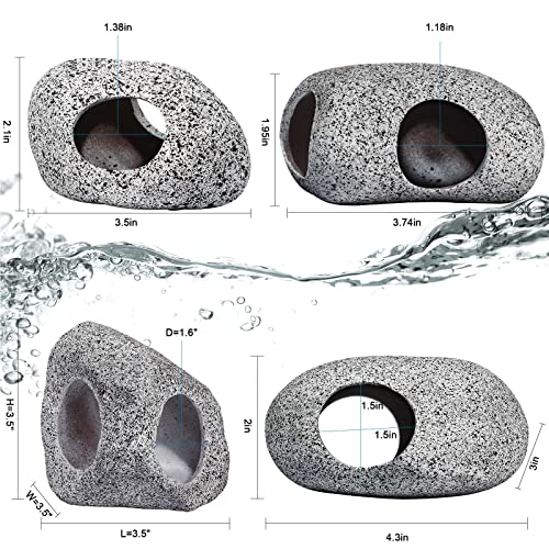 Cunhill 6 Pieces Aquarium Decoration Rock Caves Stackable Ceramic Fish Tank Hideout Cave Stone Ornaments Hideaway for Betta Shrimp Cichlid Hiding Breeding Spawning Decor