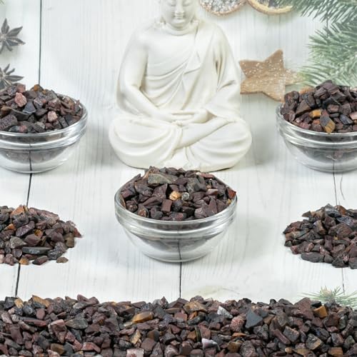 Crocon 1/2 LB Crushed Red Tiger Eye Chips Bulk Stones 1100+ Carats Natural Quartz Pieces Irregular Shape Gemstones House Warming Gifts New Home and Chakra Healing Crystals Home Decor Gifts for Women - color: Red Tiger Eye, size: 1/2 Pound
