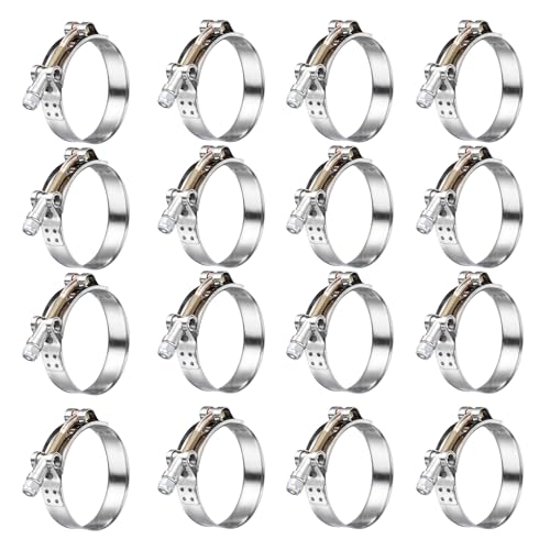 16Pack 1.5" T Bolt Hose Clamps - 304 Stainless Steel Turbo Intake Clamp for Turbo Tubes, Intercooler Pipes, Heavy Duty Radiator Hose Clamps Adjustable Range 46mm-52mm for 1.5" Hose ID， - size: 1.80 - 2.04 inches, style: 16pcs t bolt hose clamp