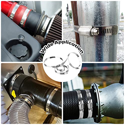 TICONN 12PCS Hose Clamp Set - 1''–2'' 304 Stainless Steel Worm Gear Hose Clamps for Pipe, Intercooler, Plumbing, Tube and Fuel Line - size: SAE #20 12PCS 1"~2"