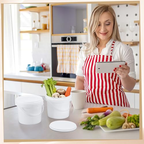 12 Pcs White Plastic Bucket with Lid and Handle, Food Grade Buckets with Lids, Ice Cream Containers Food Safe Bucket for Multipurpose Storage Paint Water Art Crafts Projects (1.58 Quart) - size: 1.58 Quart