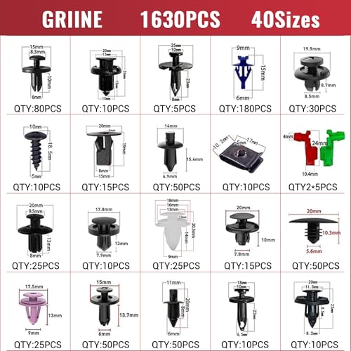 1931 PCS Bumper Retainer Clips Car Plastic Rivets Fasteners Push Retainer Kit Most Popular 40 Sizes Auto Push Pin Rivets Set -Door Trim Panel Fender Clips for Honda Toyota GM Ford Chrysler - size: 1931 Pcs-for Multiple Brands