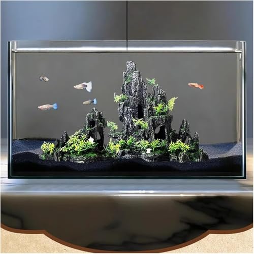 Fish Aquarium Decor - Small Fish Tank Rockery Decorations for Betta Cichlids Hideaway Cave - color: Mountain 1