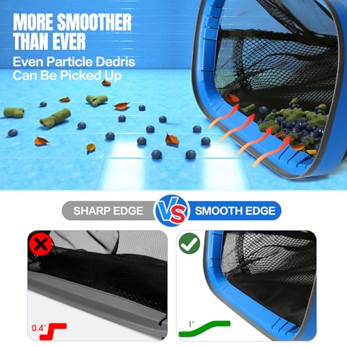joyhalo Pool Skimmer Net with Pole,Upgraded Extra Wide Scoop Edge, Swimming Leaf Rake with 2.5FT-10FT Adjustable Aluminum Pole for Cleaning Leaves, Debris - color: Gray
