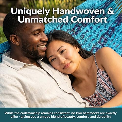 Sunnydaze Handwoven XXL Thick Cord Mayan Double Hammock for Outside - 625-Pound Capacity Heavy-Duty Outdoor Hammock - Blue - color: Blue