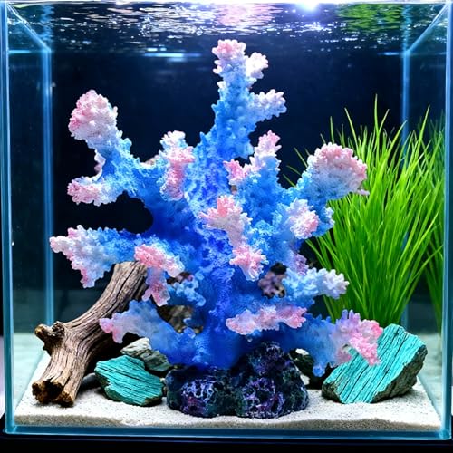 Generic Artificial Coral Reef Aquarium Ornament, Polyresin & Plastic Fish Tank Decoration for Marine Landscape, Beach Coastal Coral Statue Sculpture for Home Bathroom Desktop Shelf, Marine Themed Gift