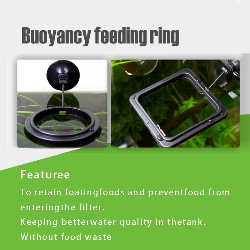 2pcs Feeding Fish Ring Set, Fish Food Feeder +Thermometer Strip, Tank Decor, Aquarium Tank Accessories for Floating Foods, for Betta, Guppy, Goldfish Etc - color: Black Set