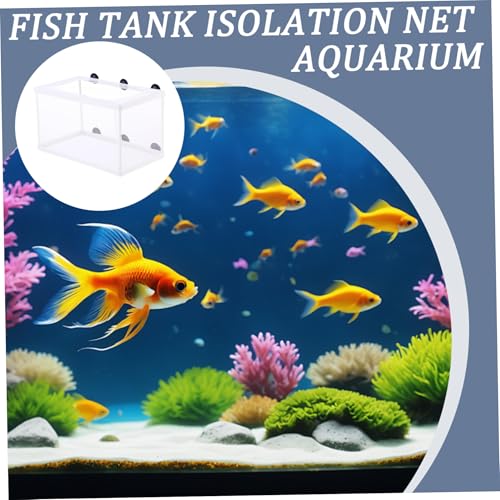 Breeder Box for Fish Tank, 6x5.7x10 Large Fish Breeding Box Net, White Mesh Aquarium Breeder Hang on Nursery with Suction Cups for Baby Hatchery