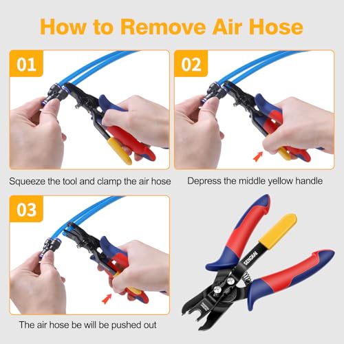 Air Line Removal Tool for 1/4”, 5/16” Push to Connect Fittings, Push-Fit Air Hose Fittings Disconnect Pliers, Quick Connect Release Pliers for 6mm, 8mm Pneumatic Connectors - size: 1/4", 5/16"