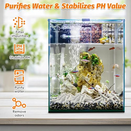 1.1lb/500g Crushed Coral for Aquarium Reusable Crushed Coral for Freshwater Aquarium with Mesh Bag Fish Tank Filter Media to Raise pH Filter Media
