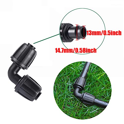 1/2 inch Irrigation Fittings Elbow Connectors For (1/2" ID x0.6-0.63" OD) 16mm Drip Tubing Barbed Connectors-10 Pcs/pack - size: 1/2 inch Elbow