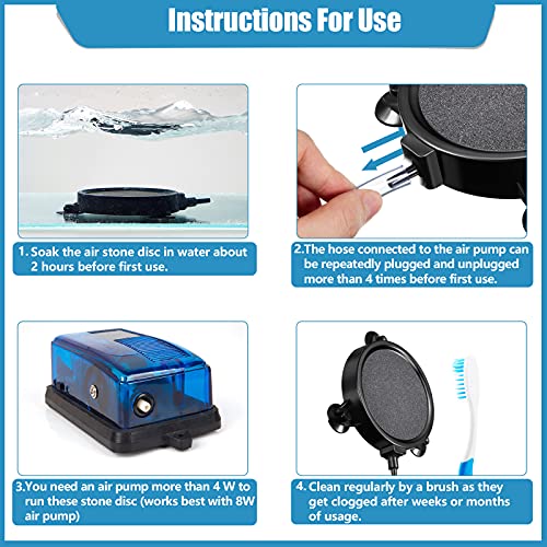 6 Pieces 4 Inch Air Stone Disc Bubble Diffuser Release Tool Fish Tank Bubble for Air Pumps Aquarium Fish Tank Hydroponics Air Pump Dwc Hydroponic Systems and Circulation (Black with Gray)