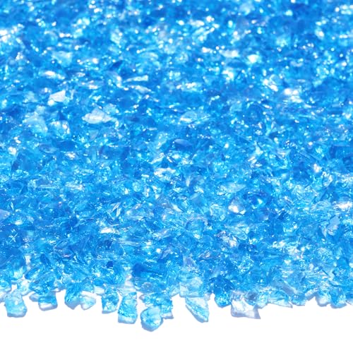 QYGL Crushed Glass - 2.1LB Ocean Blue Broken Glass Pieces 3-6mm, for Resin Art, DIY Crafts, Home Decor, Vase Fillers, Tabletop Fire Pit, and Aquarium Rocks - color: Ocean Blue