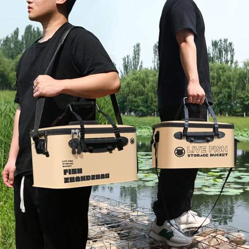 Foldable Fishing Bucket - Live Fish Container, Portable Fishing Bucket with Aeration Hole, Fish Transport Boxes for Outdoor Travel Hiking, Live Fish Container Box for Adult Outdoor Fishing - size: A