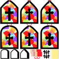 40PCS Sunday School VBS Crafts Bulk: Paper Cross Nativity Suncatchers, Jesus Religious Christian Classroom Camping Activity DIY Kits Gifts Church Decorations, Window Stained Glass Effect Art Supplies - style: cross