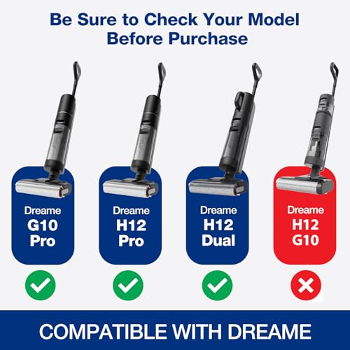 H12 Pro Roller Brush Replacement and HEPA Filter for Dreame H12 Pro, H12 Dual, G10 Pro Cordless Wet Dry Vacuum Cleaner, 2 Brush Rollers, 2 HEPA Filters, 1 Water Tank Brush, 1 Cleaning Brush
