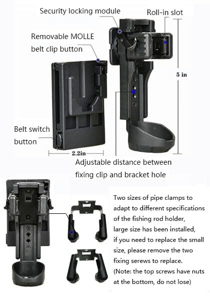 Fly Fishing Rod Holder,3rd Hand Belt Clip Rod Holder,Fly Fishing Wader Belt,Fishing Belt, for Fly Fishing and Spinning Rods