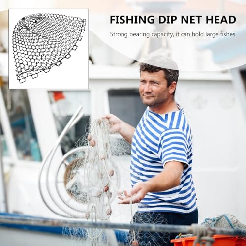 FRCOLOR Silicone Mesh Fishing Net Replacement, Foldable Fish Net Bag Without Handle, Lightweight Black Silicone Fish Netting for Freshwater and Saltwater Fishing