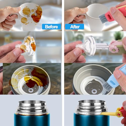 XANGNIER 3 in 1 Cup Lid Gap Cleaning Brush Set,Multifunctional Water Bottle Lid Cleaner Brush,3 Pack Water Bottle Crevice Cleaning Tool,Tumbler Lid Cleaner Brush for Stanley/YETI Cup,Kitchen Gadgets - color: 3 in 1 Cup Lid Cleaning Brush-3 Pack