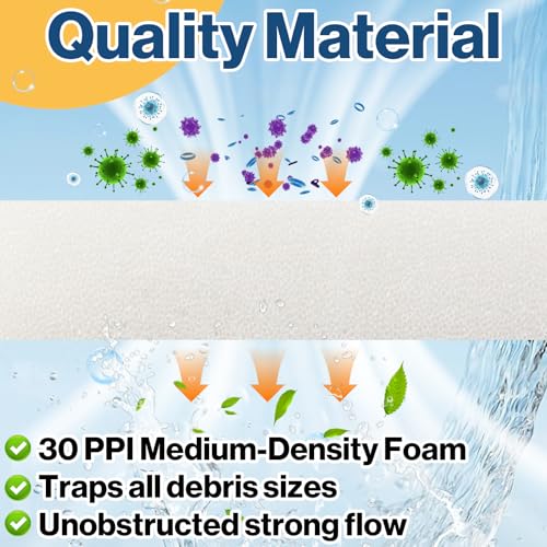 8-Pack Sponge Filter Media Pad Replacement, Compatible with Aqua Clear 70 Gallon, Fits for 40-70 Gallon Aquariums, Enhanced Foam Insert for Filtration, Fish Tank Filter Media