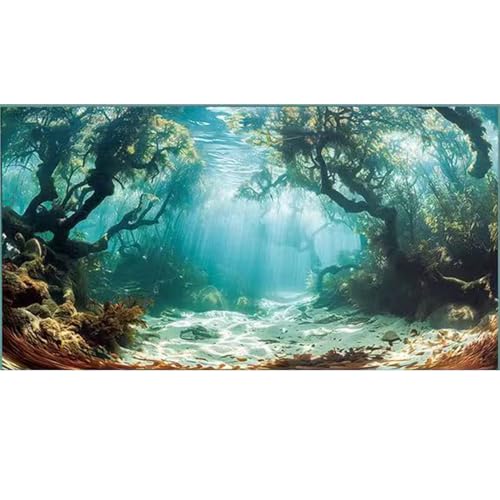 Natural Landscape Fish Tank Background, Aquarium Background, Boutique Aquarium Stickers,30cm,40cm,50cm,60cm,80cm (40 * 60cm, Ocean-4) - size: 40*60cm