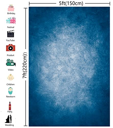 5x7ft Dark Blue Gradient Portrait Photo Backdrops Bright Center Abstract Photography Backdrop for Studio Photo Booth Prop Banner Decor Background - color: TT-S0313, size: 5x7ft
