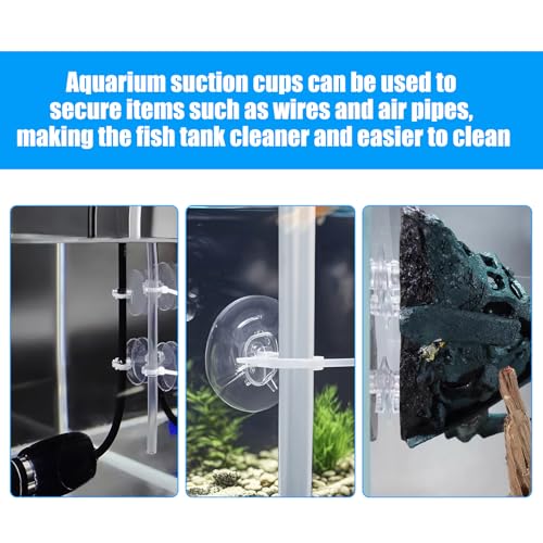 AQUANEAT 20 Pack Suction Cups with 40 Zip Ties for Aquarium Fish Tank Decoration Moss Shrimp Nest