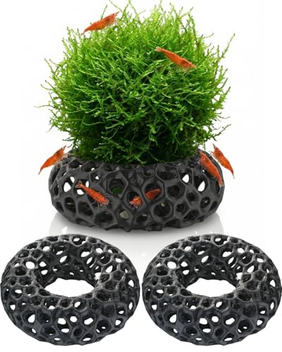 Shrimp Cave for Fish Tank Plants, 2-Pack Round Aquarium Caves for Cherry & Dwarf Shrimp, Plant-Compatible Shrimp Tank Accessories, Aquarium Decor (Black)