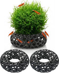 Shrimp Cave for Fish Tank Plants, 2-Pack Round Aquarium Caves for Cherry & Dwarf Shrimp, Plant-Compatible Shrimp Tank Accessories, Aquarium Decor (Black)