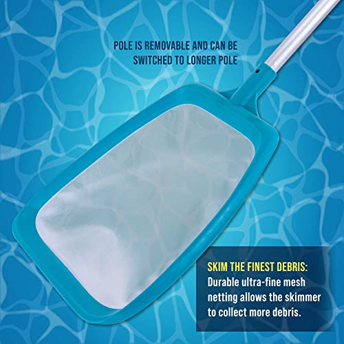 U.S. Pool Supply Professional Spa, Hot Tub, Pool Hand Leaf Skimmer Net with 17" Aluminum Pole - Ultra Fine Mesh Netting, Clean the Finest Debris - Pond, Kid Kiddie Inflatable Pool Cleaning Maintenance