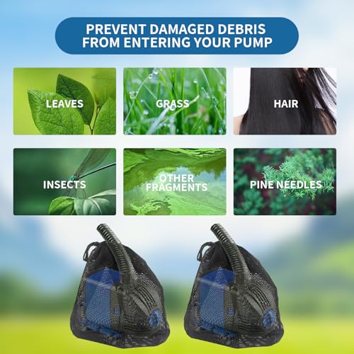 2Pack Pump Barrier Bag 17.7"x 17.7" Black Media Bag with Drawstring for Most Pumps Pond Pump，Nylon Material Fabric Mesh Bag for Outdoor Water Ponds Biological Filters (17.7"x 17.7") - size: 17.7"x 17.7"