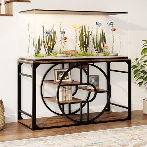 GarveeHome 55-75 Gallon Metal Aquarium Stand, Heavy-Duty Fish Tank Stand with Multi-Tier Storage Cabinet & Thickened Legs, Suitable for Turtle/Reptile Terrarium Aquatic Accessories Organizer