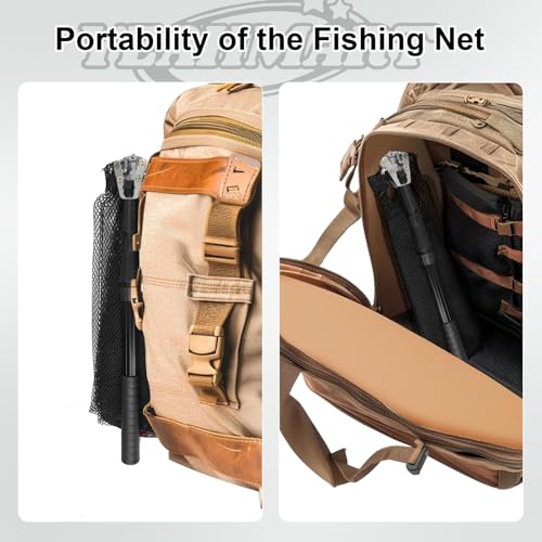 Yeahmart Fishing Landing Net with Telescopic Aluminum Handle Pole, Collapsible Nylon Mesh Minnow Fish Net for Saltwater & Freshwater, Portable Fishing Gear for Kids, Men, Women, Extends 21-75 Inches - style: 50" Full Length (3 Sectional Handle)