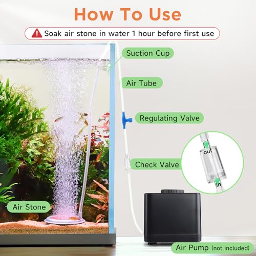 hygger Aquarium Air Stone, 3.4 Inch Nano Air Stone Makes Super Tiny Bubbles, Ultra Quiet Dissolved Oxygen Diffuser Small Airstone with Stainless Steel Base for Aquarium, Fish Tank & Hydroponic, Round - size: 3.4 Inch