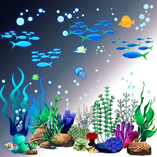Zonon Under The Sea Wall Decals Coral Reef and Seaweed, Ocean Wall Decals Stickers, Undersea Decor Stickers, Underwater Sea Stickers for Nursery Living Room Office(Elegant Style) - style: Elegant Style