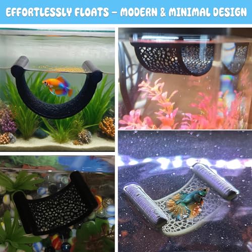 CPLIKE Black Betta Fish Hammock – Floating Aquarium Rest Ledge for Nano Fish, Shrimp, Corydoras – Natural-Look Black Perch Platform for Betta Tanks, Aquascape Decor, Low Flow Aquarium Accessory - color: B: Black