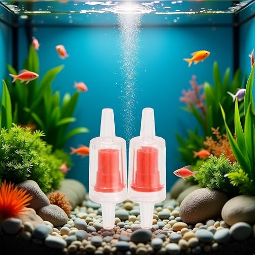 2Pcs Red Backflow Prevention Valve Aquarium Check Bubble Air Pump Valve for Fish Tank Aquarium Air Pump Accessories
