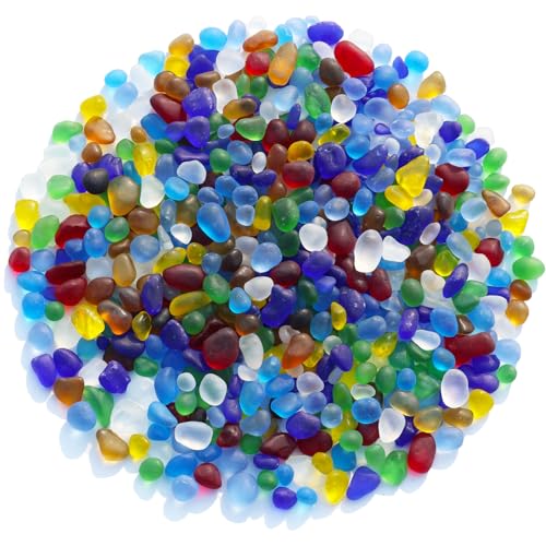 QYGL Sea Glass Stones - 0.55LB Colorful Frosted Glass Pebbles Gemstones - Perfect for Aquarium Rocks, Fish Tank Gravel, Vase Fillers, DIY Crafts, and Home Decor - color: Colorful