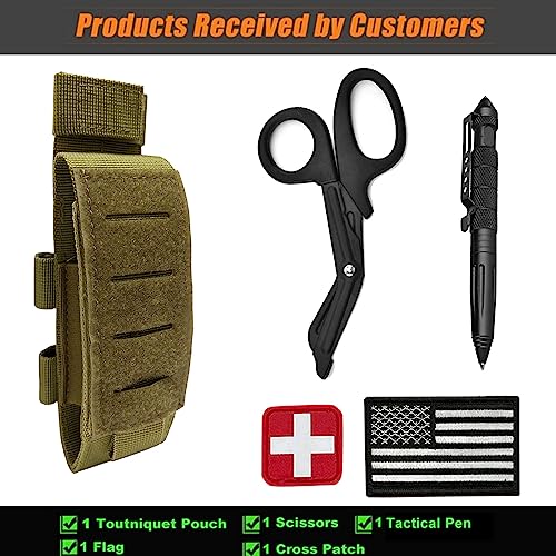 Upgrade 1000D Laser Cut Molle Tourniquet Holder, Heavy Duty Tactical Molle Tourniquet Pouch Holder - color: SET-TAN