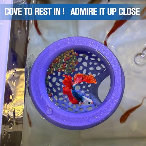 Multi-Functional Betta Hammock Feeding Bed - Floating or Suction Cup Mount, Adjustable Resting Spot & Hideout for Betta Fish & Shrimp | Betta Tank Accessories & Aquarium Decor