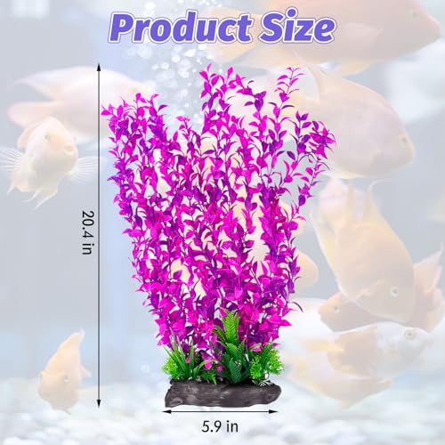 Hamiledyi Aquarium Plastic Plants Aquarium Decor Artificial Fish Tank Plants,Tall Fish Tank Decorations, Extra Large Aquarium Plant 20.4-inch Tall,1PCS - color: E, size: 20.4 in