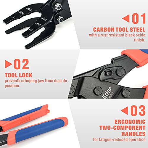 iCrimp Push-Fit Disconnect Tong Tool for Easily Removing Push-to-Connect Fittings(1/2-in, 3/4-in, 1-in), Multi-Sized Removal Tool For Push Fit Fittings