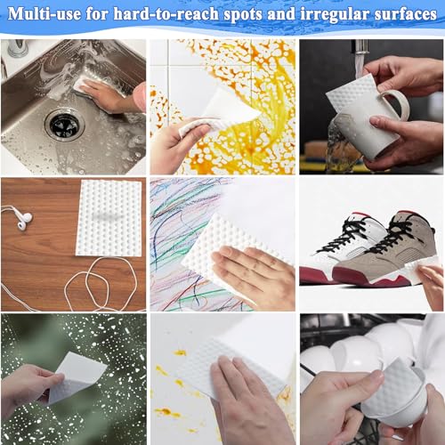 Magic Sponge Eraser Sheets, 96Pcs All-Purpose White Melamine Sponge Cleaner Convex Point Sheet, Thin Disposable Magic Cleaning Pads Wipes for Furniture Kitchenware, Hard-to-Reach Places, Shoe - size: 96Pcs