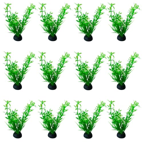 12 Pack Artificial Aquarium Grass Plants Lifelike Fish Tank Decorative Grass Aquascaping Landscape Design for Goldfish Betta Fish Waterscape Fish Hides Mini Hydroponic Plants (Style 1) - color: Style 1